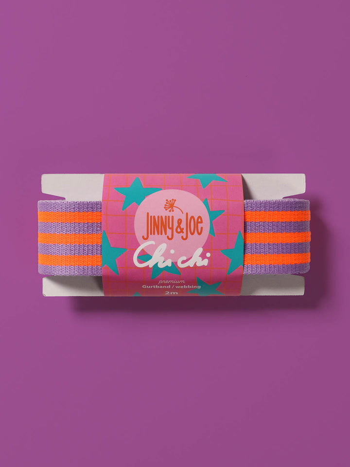 J&amp;J Gurtband Premium 38mm Doubleface lilac neon orange