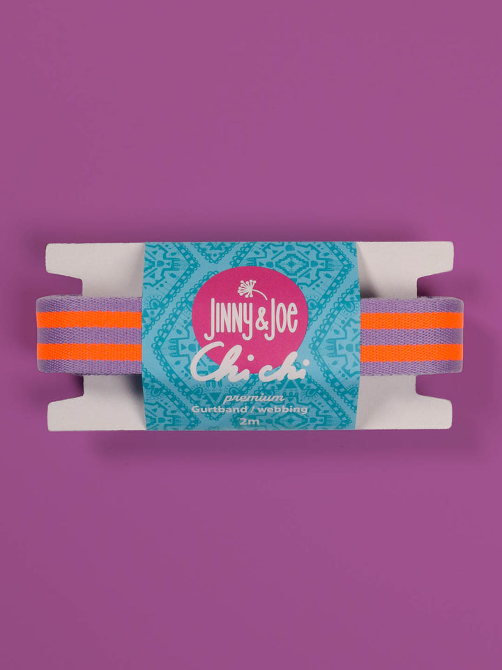 J&amp;J Gurtband Premium 25mm Doubleface lilac neon orange