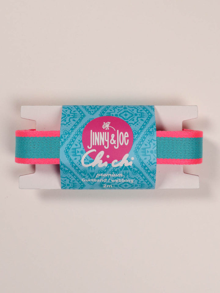 J&amp;J Gurtband Premium 25mm Doubleface neon orange pink
