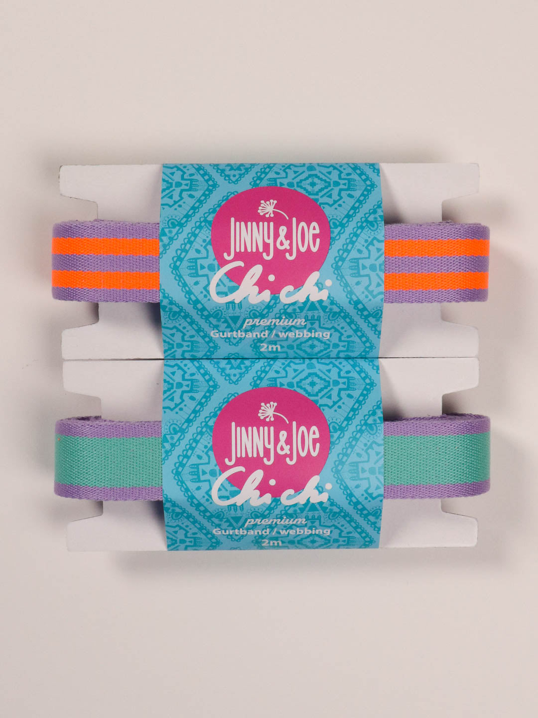J&amp;J Gurtband Premium 25mm Doubleface lilac neon orange