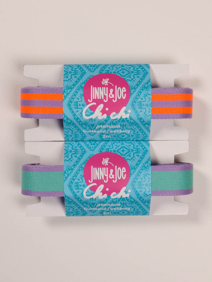J&amp;J Gurtband Premium 25mm Doubleface lilac neon orange
