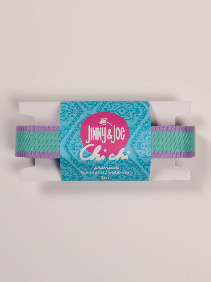 J&amp;J Gurtband Premium 25mm Doubleface lilac neon orange