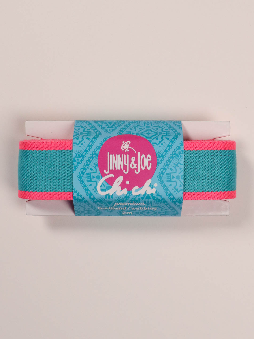 J&amp;J Gurtband Premium 38mm Doubleface neon pink blau