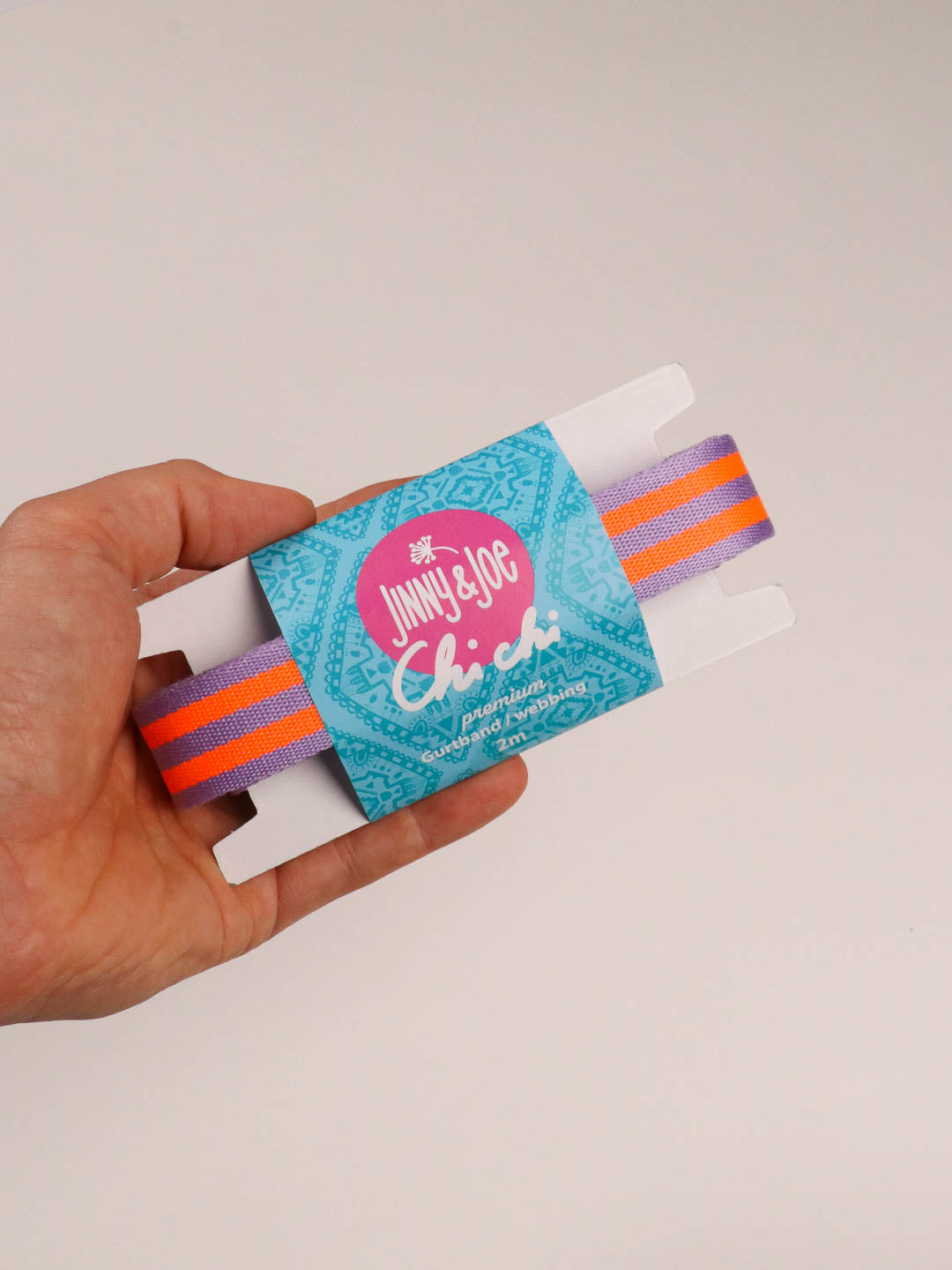J&amp;J Gurtband Premium 25mm Doubleface lilac neon orange