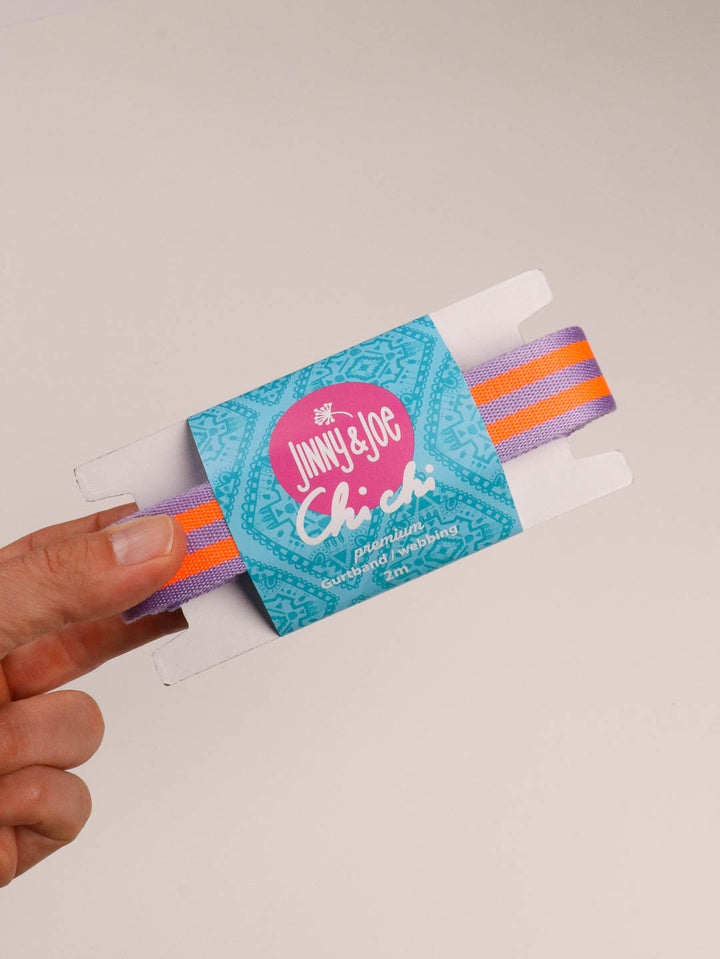 J&amp;J Gurtband Premium 25mm Doubleface lilac neon orange