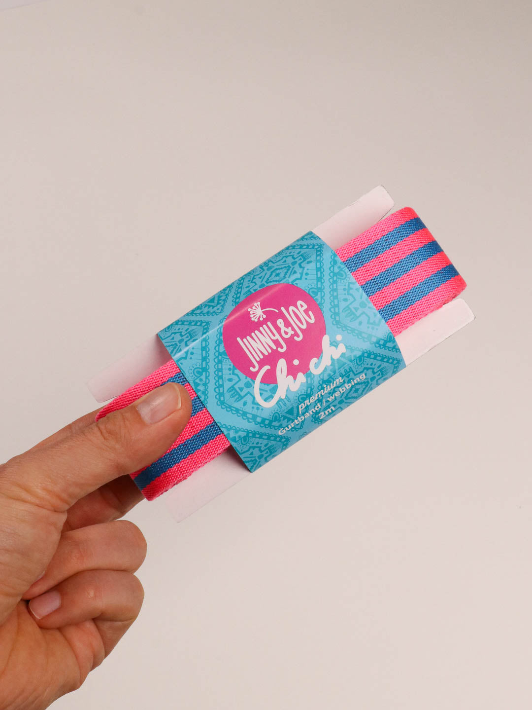 J&amp;J Gurtband Premium 38mm Doubleface neon pink blau