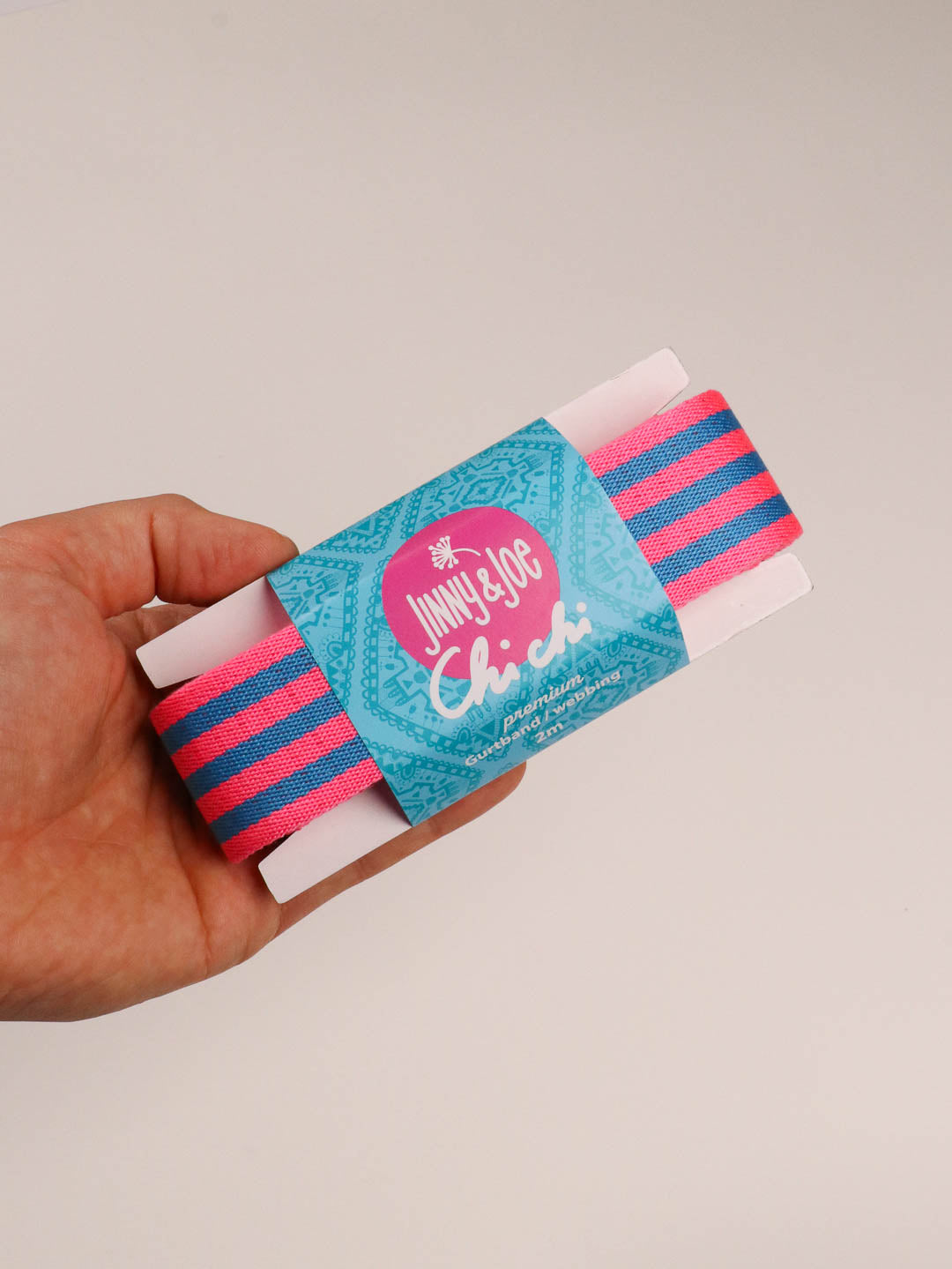 J&amp;J Gurtband Premium 38mm Doubleface neon pink blau