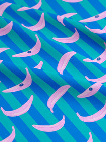 J&J Viskosejersey Let's go Bananas blau türkis