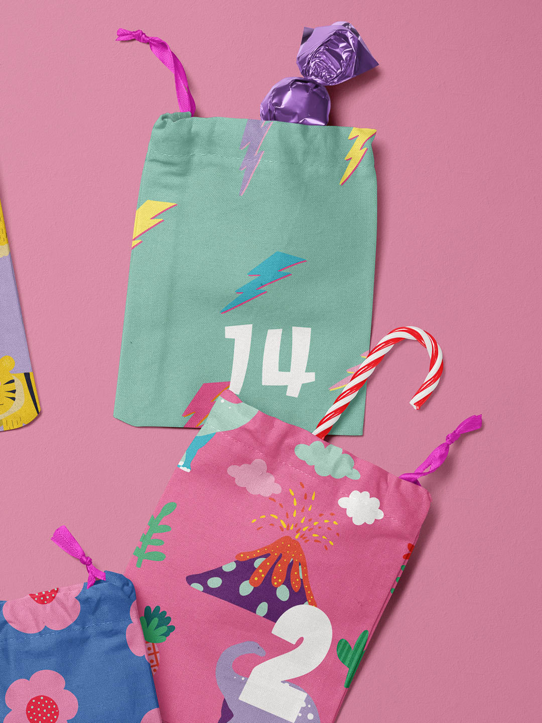 J&J Adventskalender Panel pink bunt