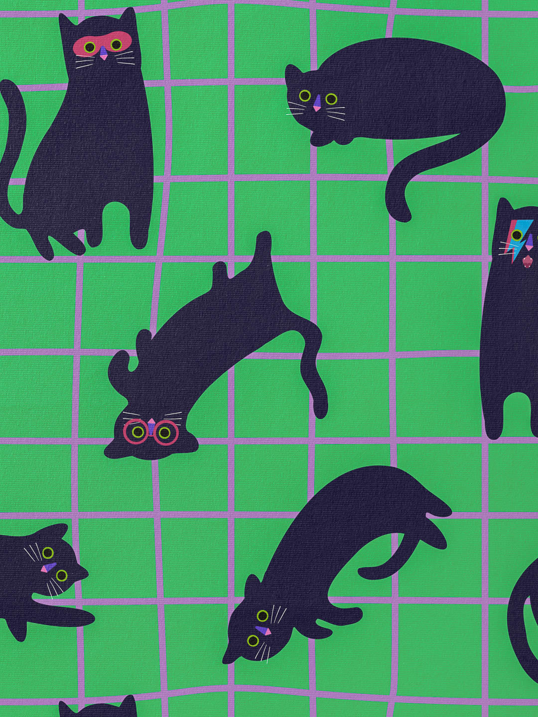 Stoff Baumwolle Jersey Katzen Stoff Katzen Jersey Hellgrün