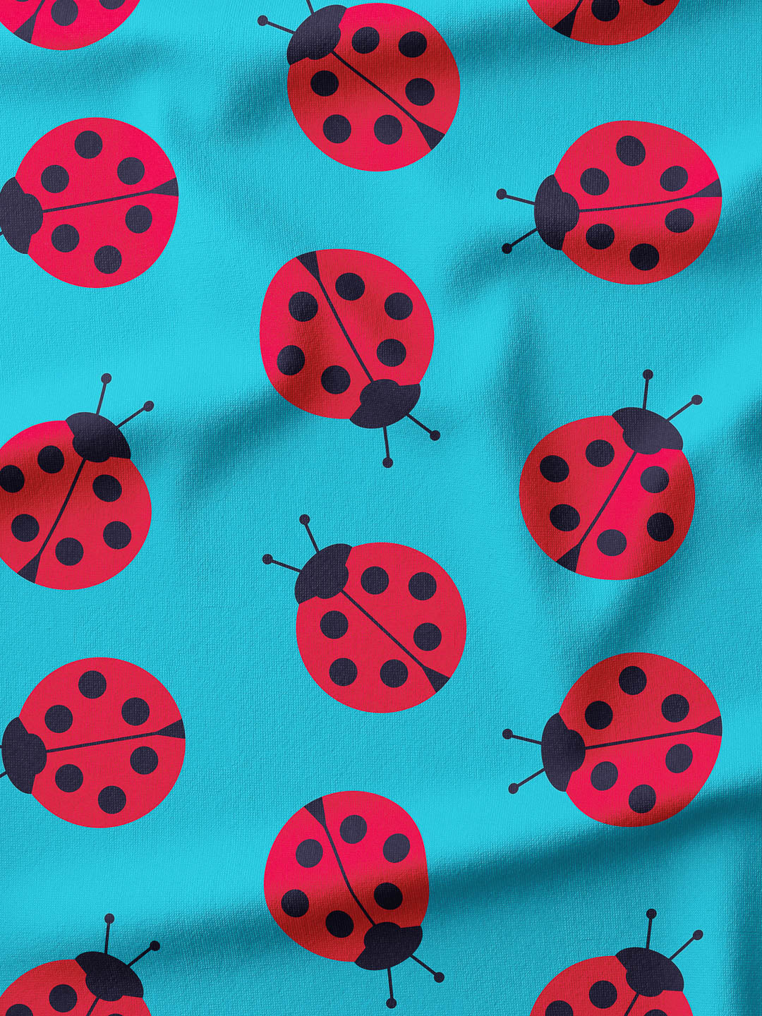 J&J French Terry big Ladybug helltürkis
