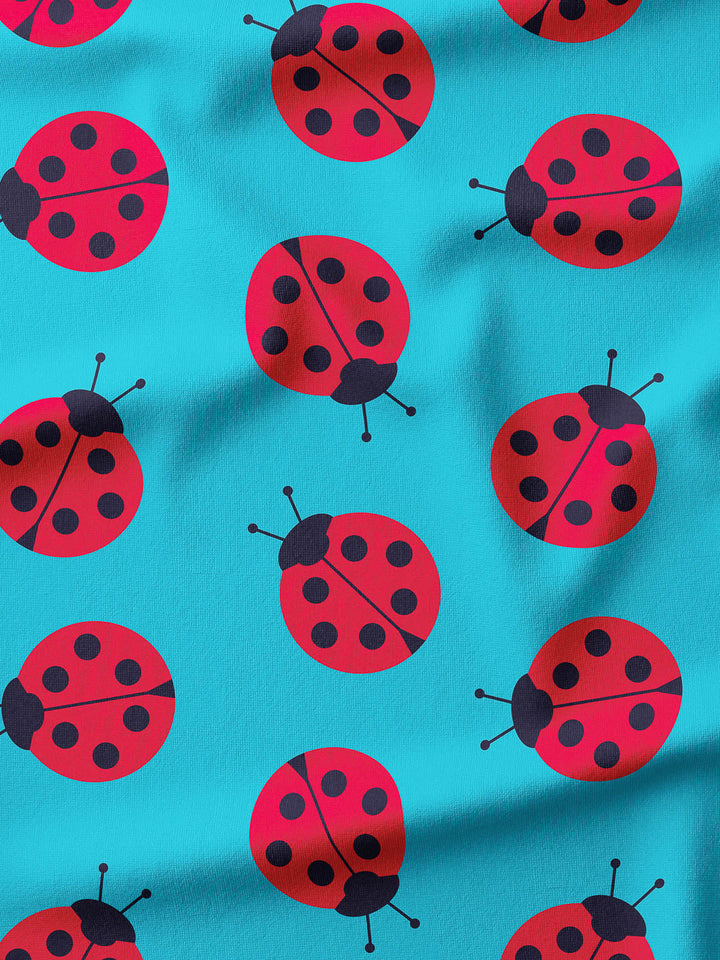 J&amp;J French Terry big Ladybug helltürkis