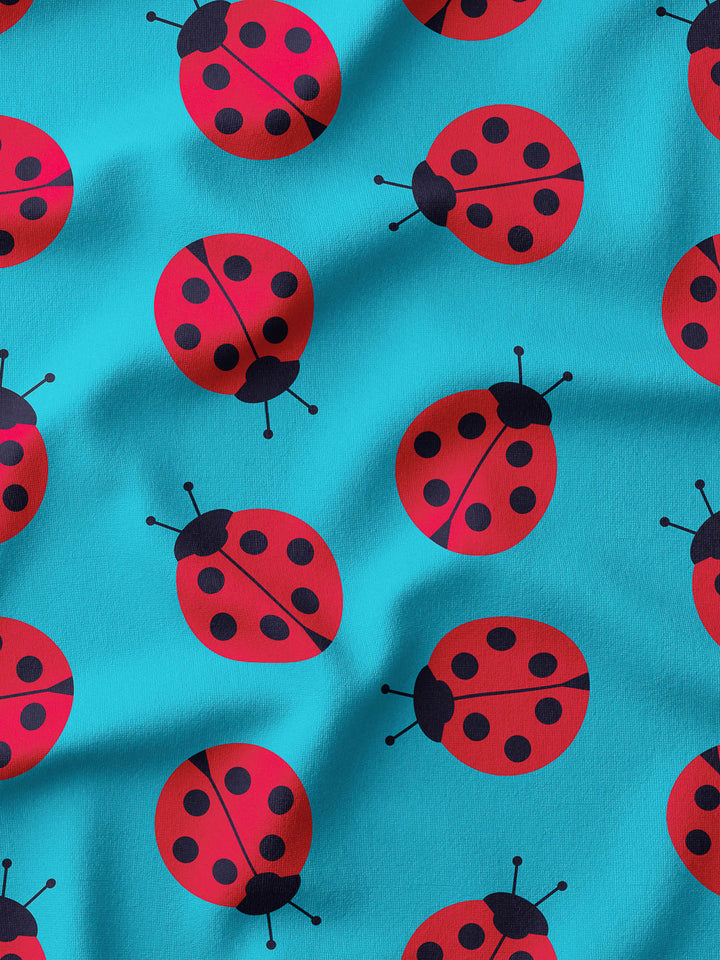 J&amp;J French Terry big Ladybug helltürkis