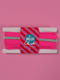 J&J Reißverschluss metallisiert silber neon pink-2