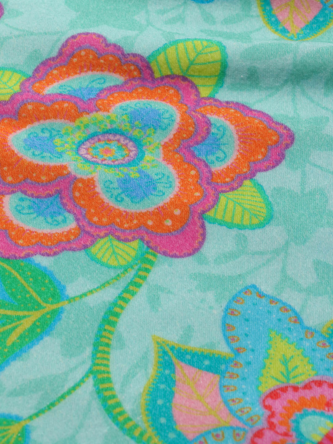 J&amp;J Bio Stretch Frottee Fabulous Flowers aqua