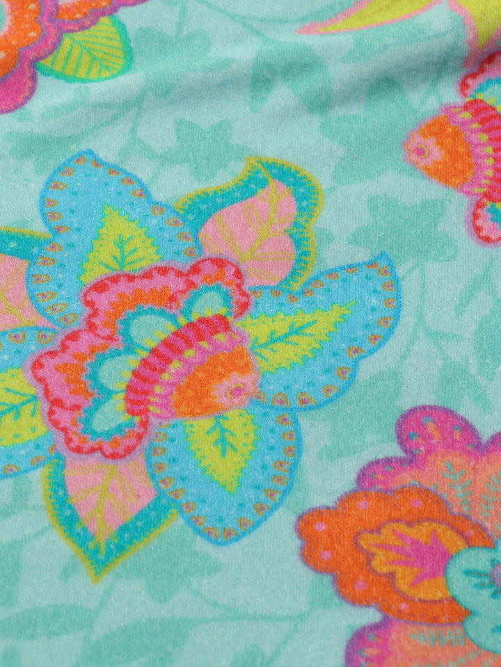 J&amp;J Bio Stretch Frottee Fabulous Flowers aqua