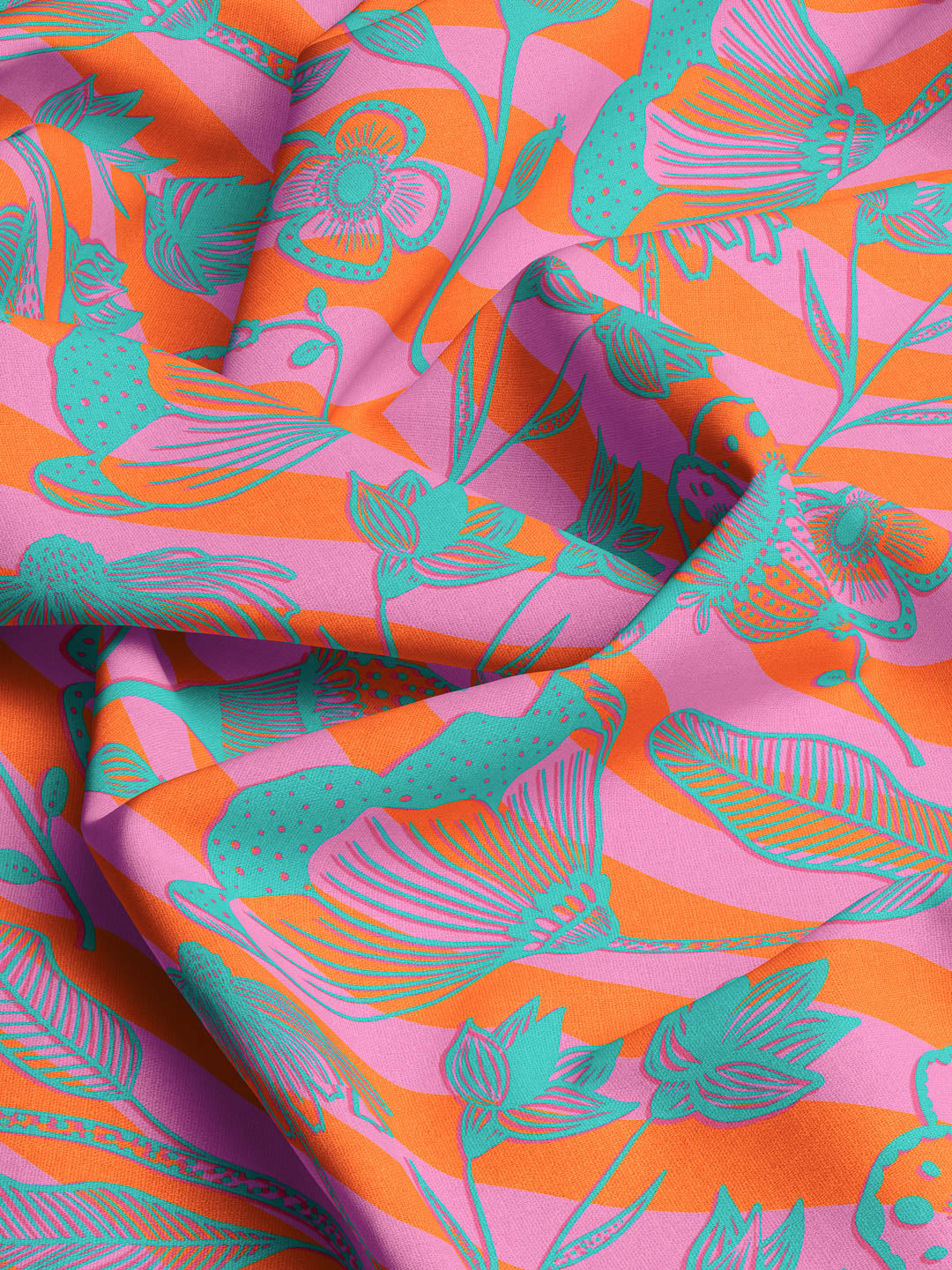 J&J Viskose Big Bouquet orange