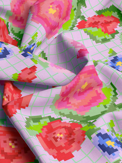 J&J Viskose Sally go round the roses flieder