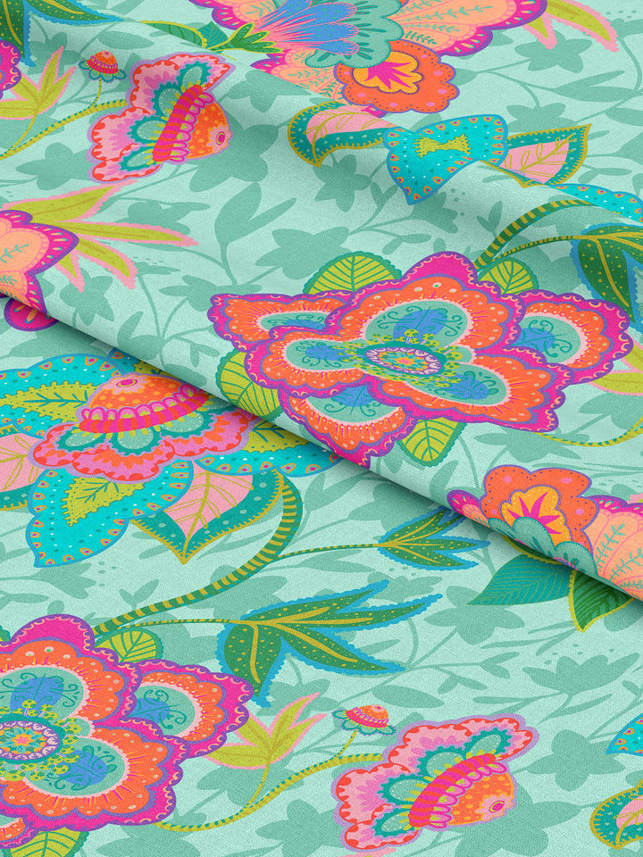 J&amp;J Bio Canvas Fabulous Flowers aqua
