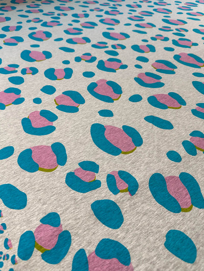 French Terry Leo Excentric melange light petrol extrabreit