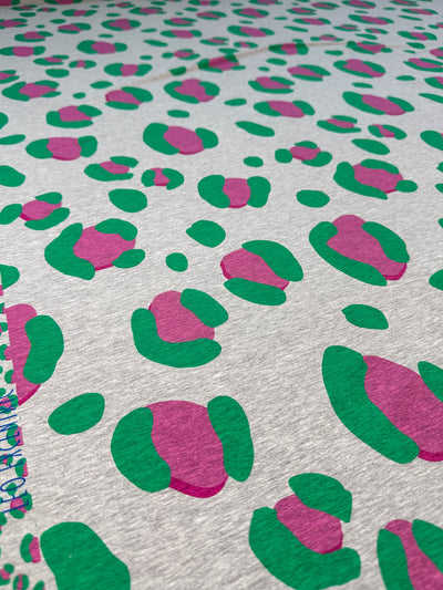 French Terry Leo Excentric melange  grün extrabreit