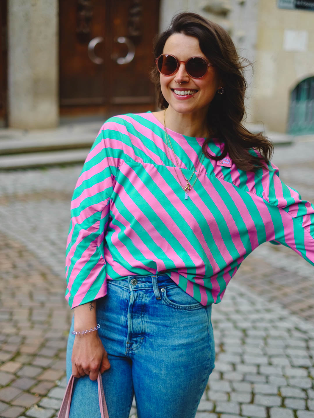 J&J Bio BW-Modal Jersey Baby Diagonalz light emerald pink