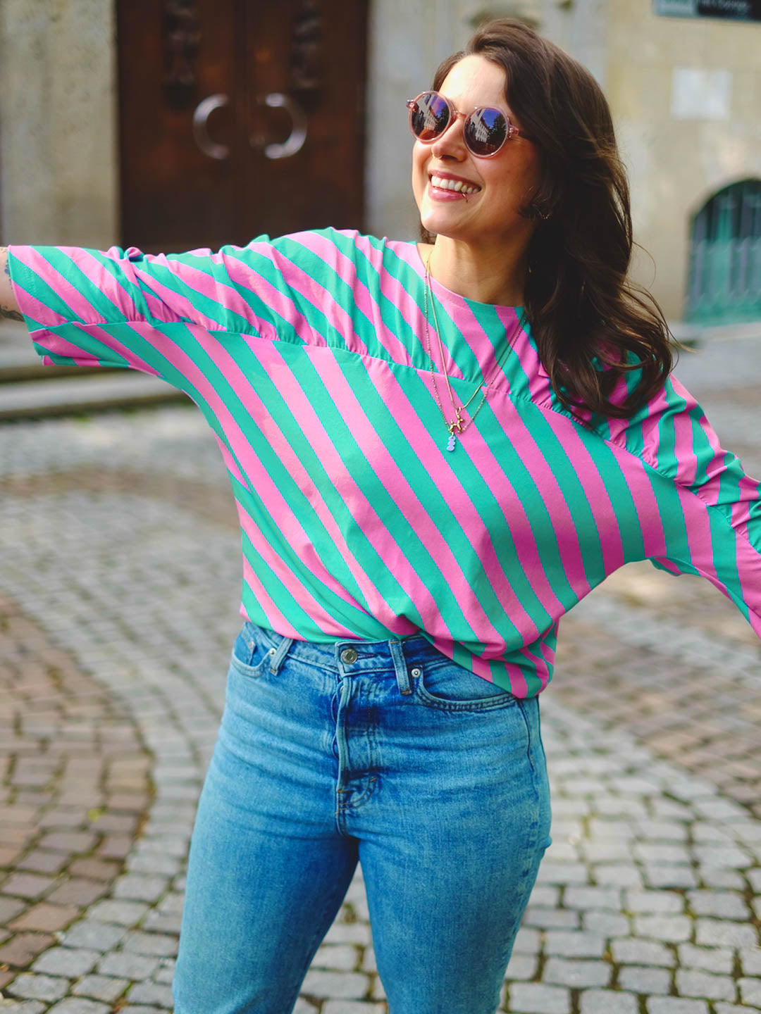 J&J Bio BW-Modal Jersey Baby Diagonalz light emerald pink