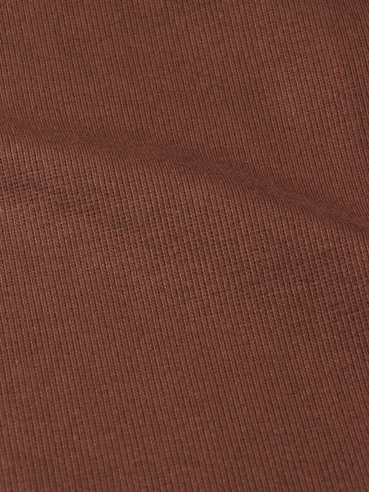 J&amp;J Rippjersey uni | Bündchen dark chocolate extrabreit