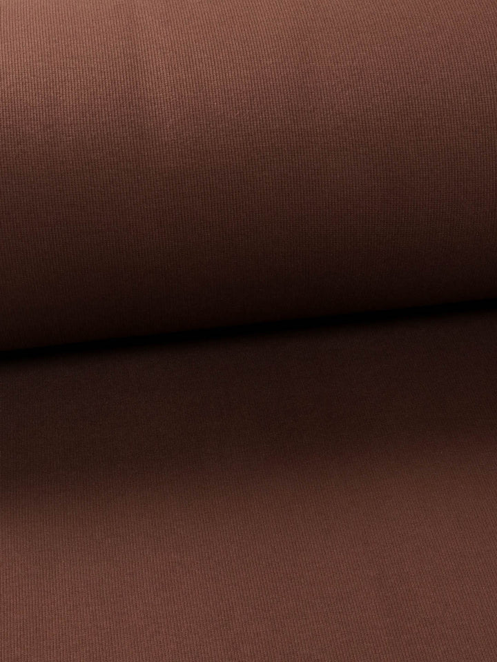 J&amp;J Rippjersey uni | Bündchen dark chocolate medium