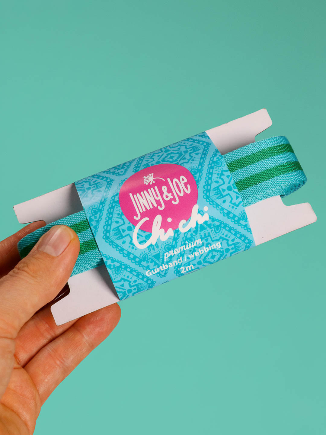 J&J Gurtband Premium 25mm Doubleface türkis grün