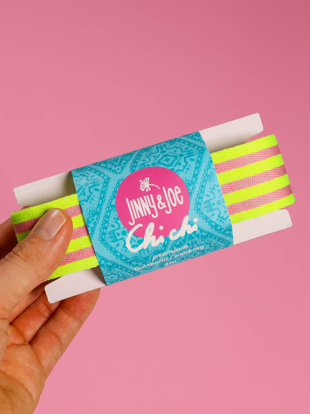 J&J Gurtband Premium 38mm Doubleface neon gelb rosa