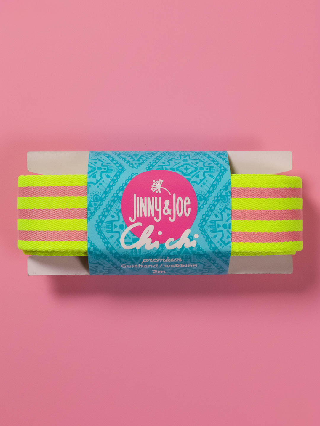 J&J Gurtband Premium 38mm Doubleface neon gelb rosa