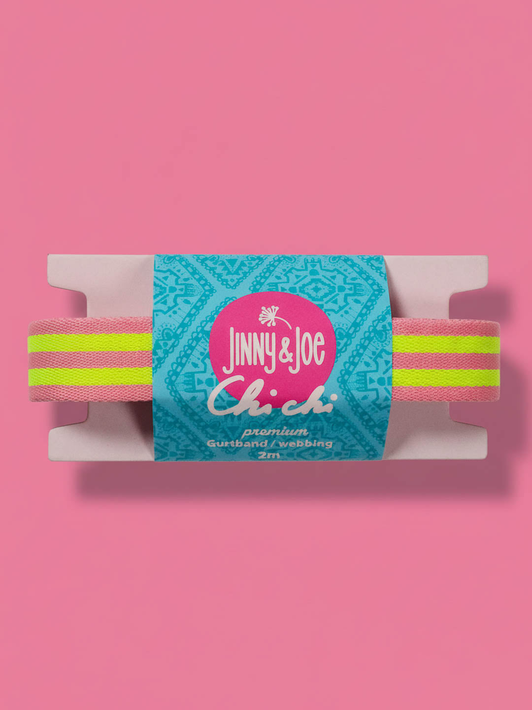 J&J Gurtband Premium 25mm Doubleface neon gelb rosa