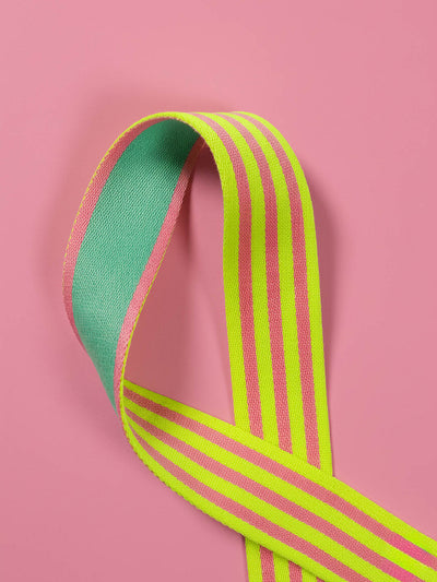 J&J Gurtband Premium 38mm Doubleface neon gelb rosa