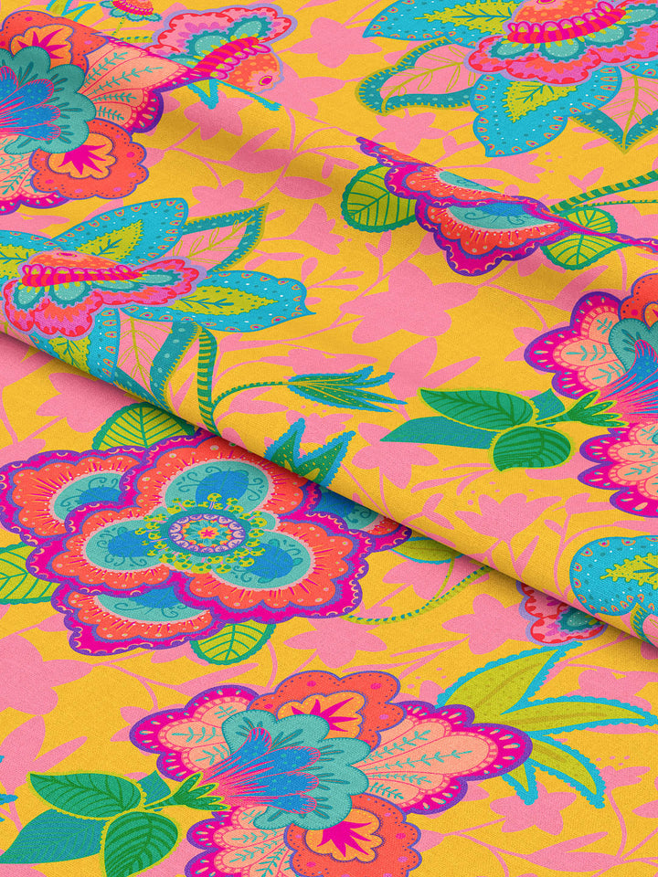 J&amp;J Bio Canvas Fabulous Flowers gelb