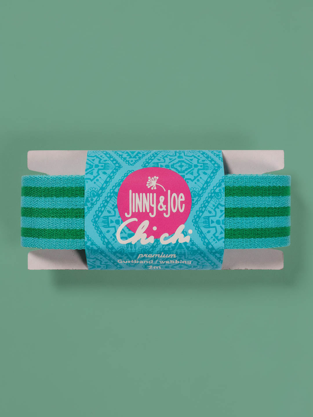 J&J Gurtband Premium 38mm Doubleface türkis grün