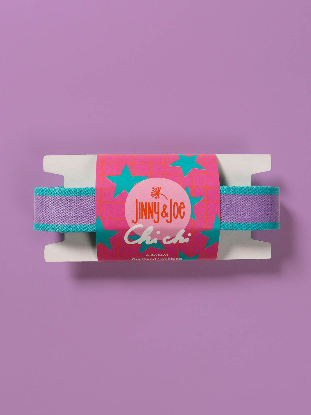 J&amp;J Gurtband Premium 25mm neon pink türkis