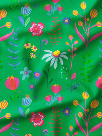 J&J Bio French Terry Little Wildflowers hellgrün