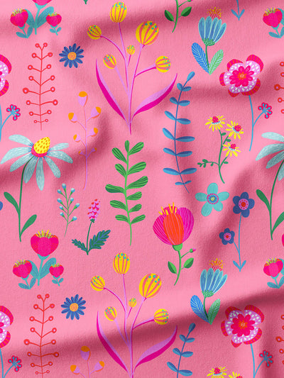 J&J Bio French Terry Little Wildflowers rosa