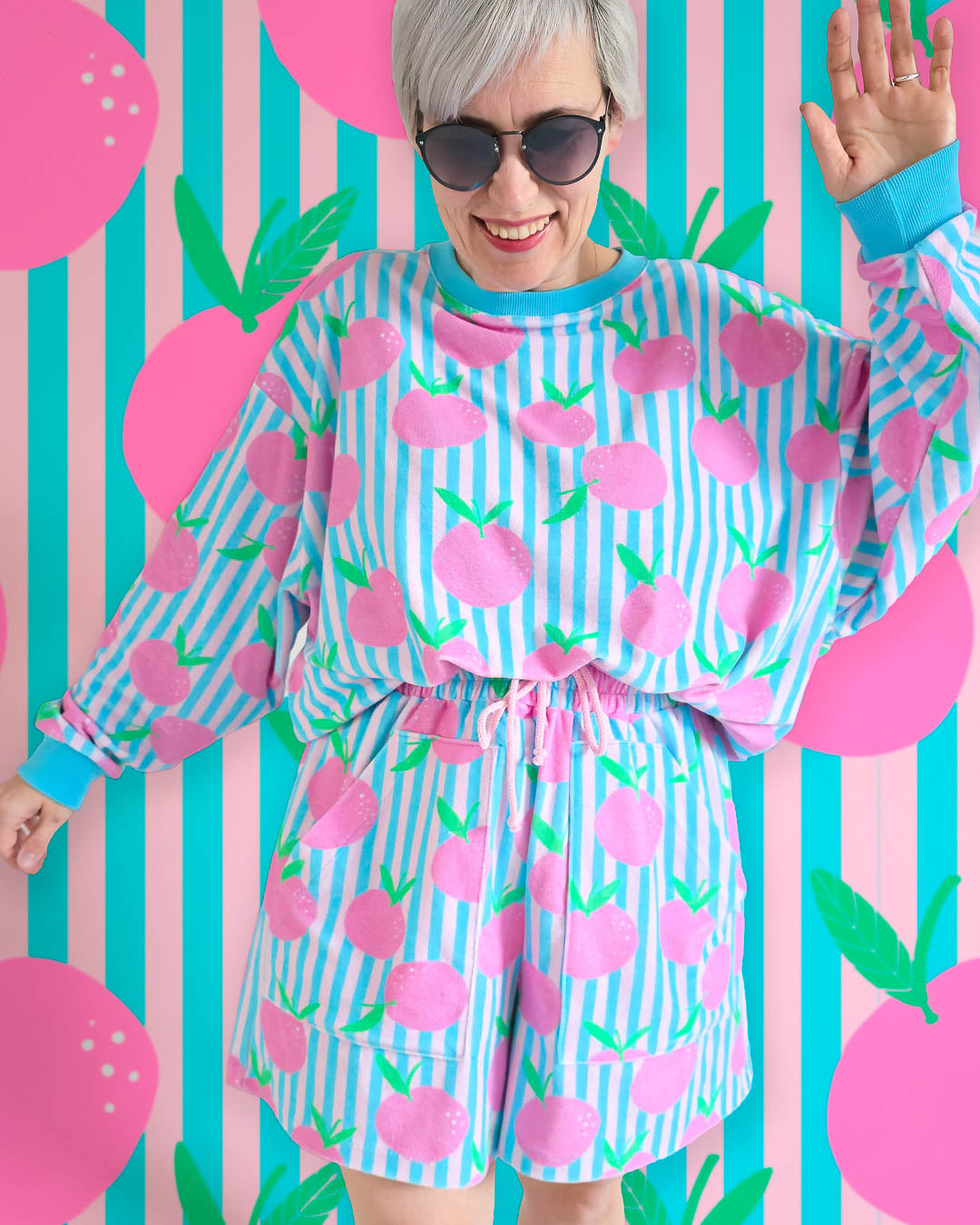 J&J Bio Frottee Stripez'n Tangerines helltürkis