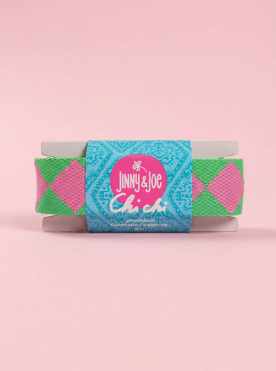 J&J Gurtband Premium 38mm Diamondz rosa grün