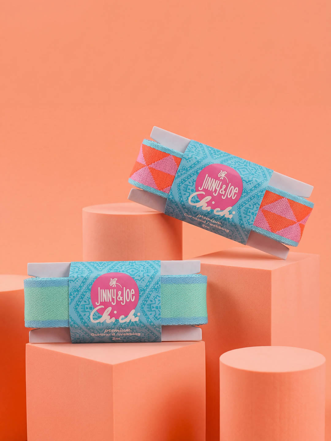J&amp;J Gurtband Premium 38mm Tria rosa orange