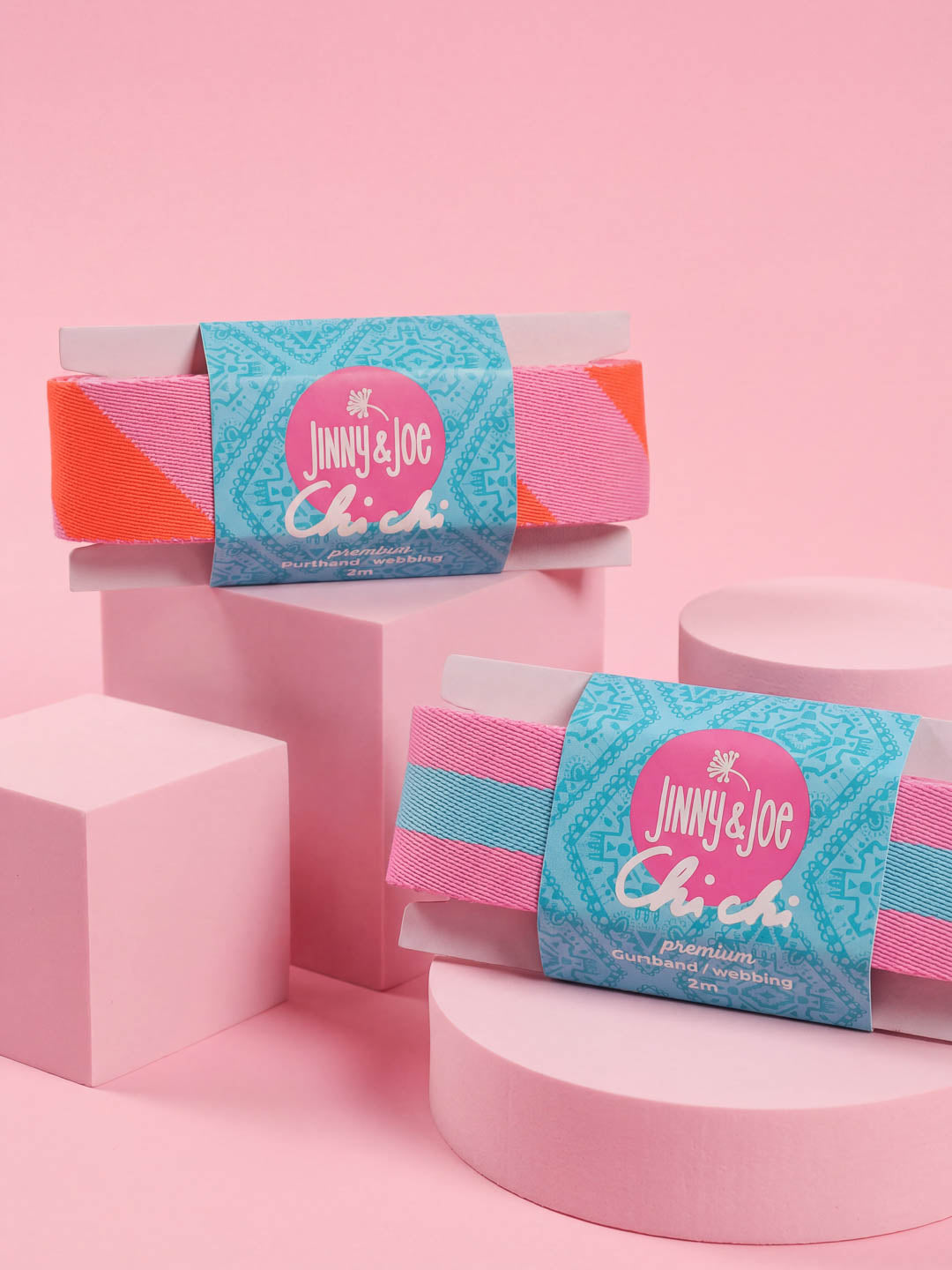 J&J Gurtband Premium 38mm Diagonalz rosa orange