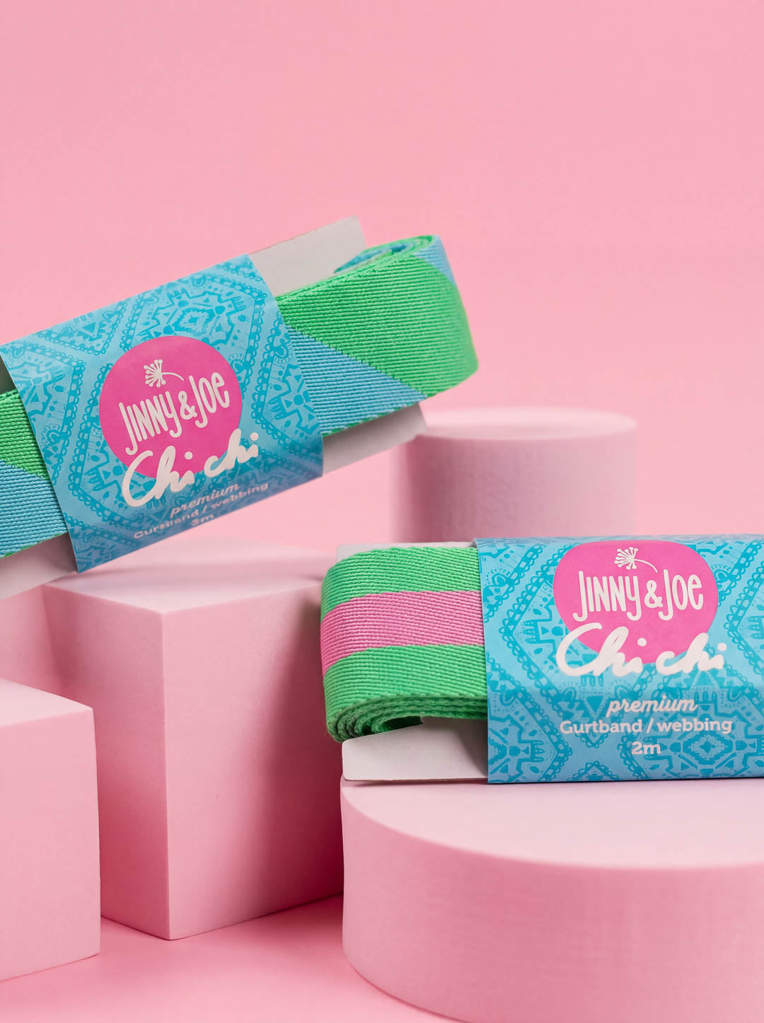 J&J Gurtband Premium 38mm Diagonalz türkis grün