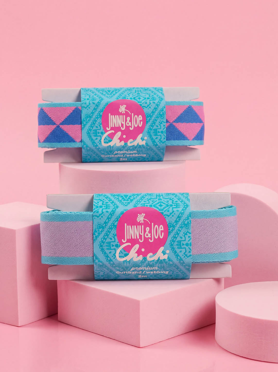 J&J Gurtband Premium 38mm Doubleface Tria royal rosa