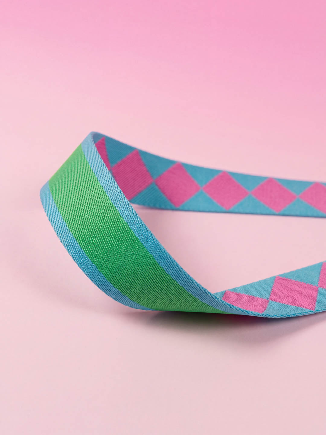 J&J Gurtband Premium 38mm Doubleface Diamondz rosa türkis