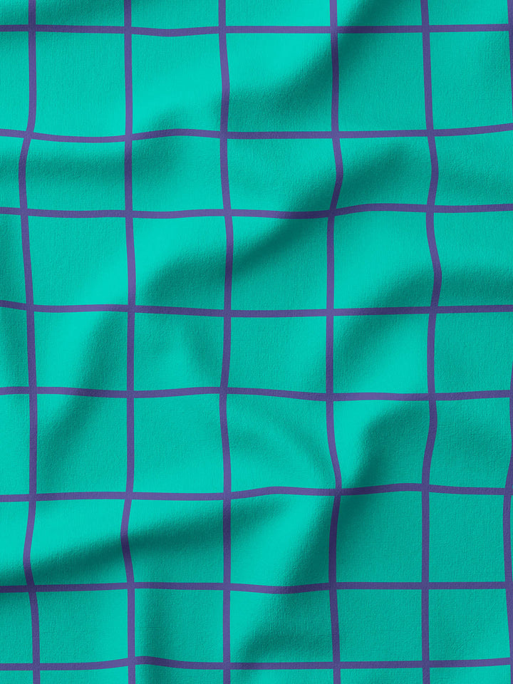 J&amp;J French Terry Gridz emerald-lila extrabreit