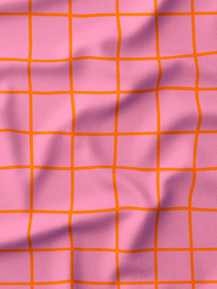 J&amp;J French Terry Gridz rosa-orange extrabreit