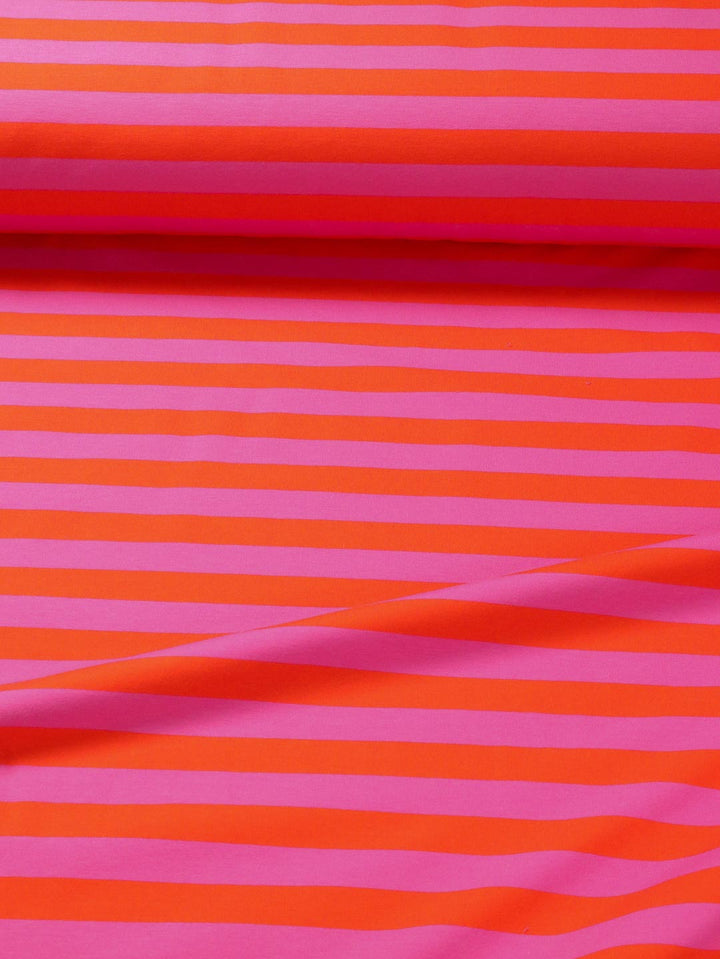 J&amp;J Bio French Terry Ringelz blutorange-pink