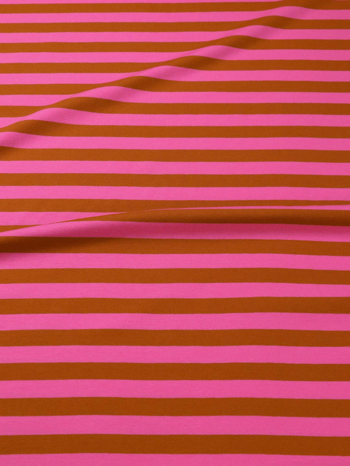 J&amp;J Bio Jersey Ringelz cognac-hot pink